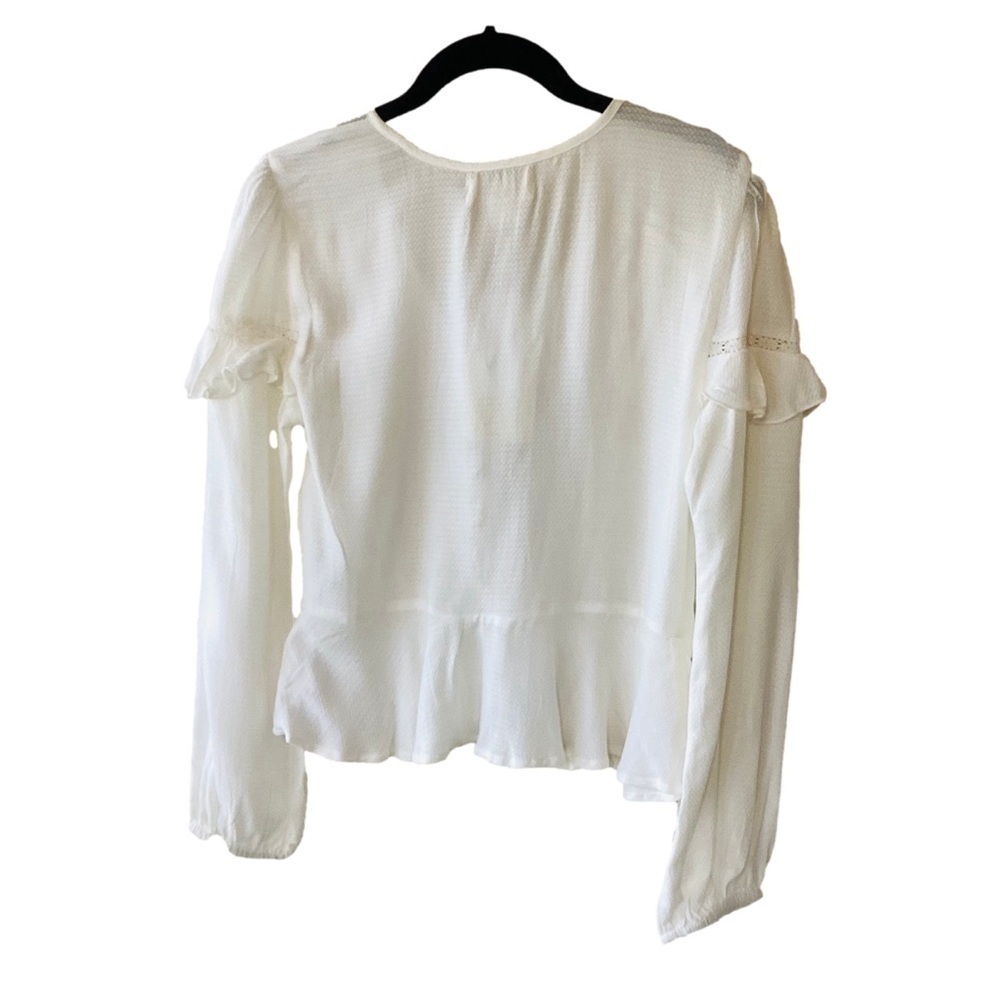 NEW B.O.G. Collective Ruffle Blouse Size Small White Boho Cottagecore Victorian - Picture 2 of 8